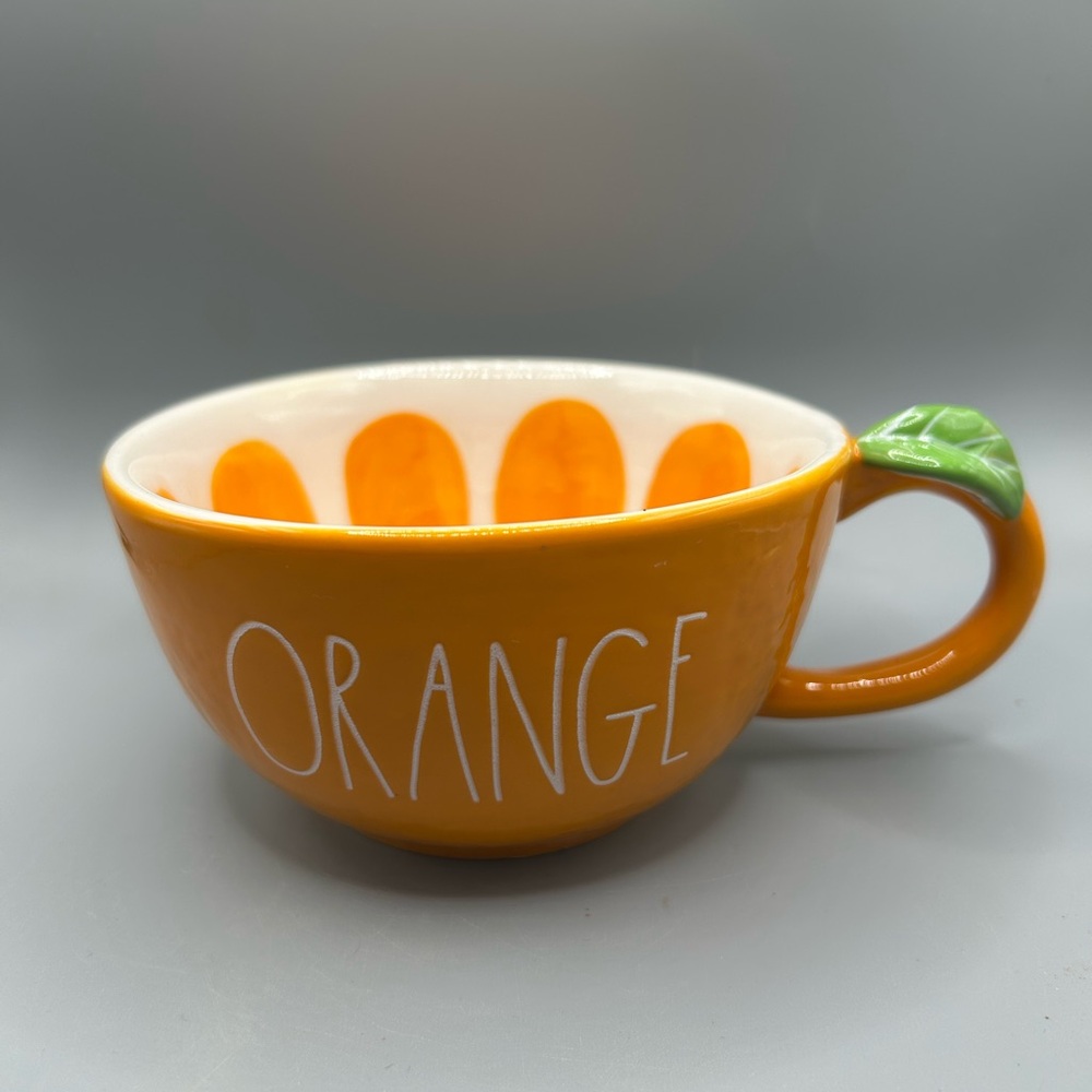 Rae Dunn ORANGE SLICE  Figural Mug Summer Citrus Fruit With Leaf On Handle NEW